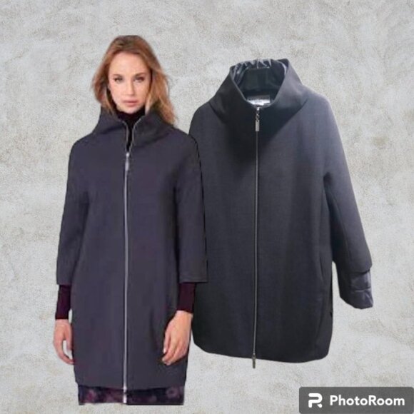 Gorgeous Nikki Jones 2 in 1 High Collar Gray Coat with Peuter Puffer Vest. - Picture 8 of 13